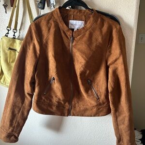 BCBGeneration Tan Suede Bomber Jacket